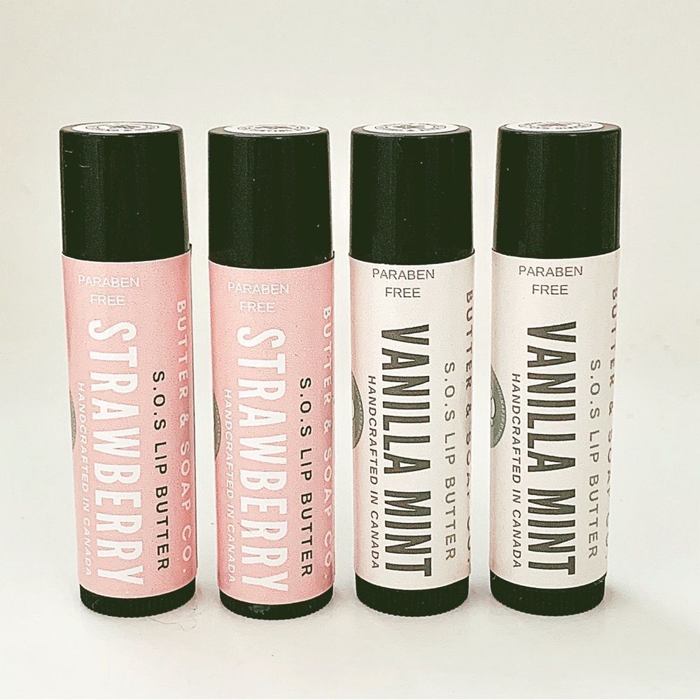 🍓🍃Four Handcrafted All Natural SOS Lip Butter Sticks